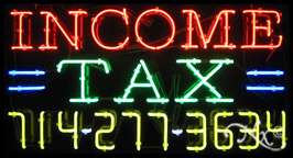 NEW NEON SIGN INCOME TAX W/PHONE NUMBER  15073 led 