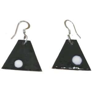   Enamel on Copper Earrings   Black and White (Chile)