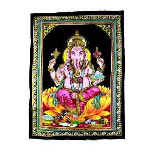  Lord Ganesh Cotton Canvas Indian Tapestry ~ Wall Hanging 