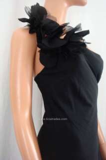 Robert Rodriguez Flower Shoulder Gown Dress NEW NWT $595 8 Black maxi 