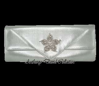 Crystal Brooch Envelope Clutch Purse Handbag   Black  