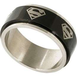 Stainless steel Black Superman spinner ring  
