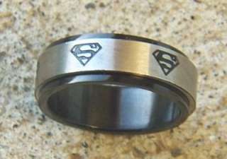 stainless steel black shiny superman spinning ring fantastic one of a 