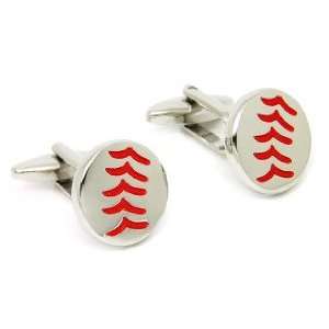  Baseball Red Seam Stitch Chrome / Silver Cufflinks *2011 