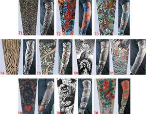 10pc Temporary Skin Tight Fake Tattoo Sleeves Body Arm Stockings 