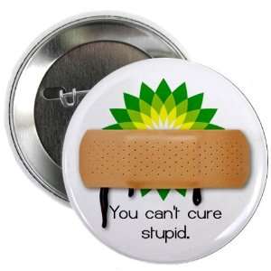 YOU CANT CURE STUPID bp Oil Spill Relief 2.25 inch Pinback Button 
