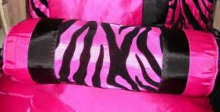 Pink/Black Silk Zebra Comforter/Drape/Sheet Set KING  