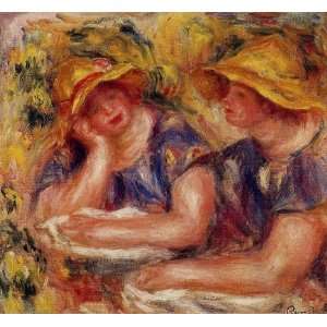 Oil Painting Two Women in Blue Blouses Pierre Auguste Renoir Hand Pa 