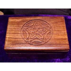  Celtic Pentacle and 5 Crescent Moons Wooden Box Health 