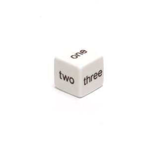  16mm Opaque Word Numbers Dice (one thru six), White/Black 