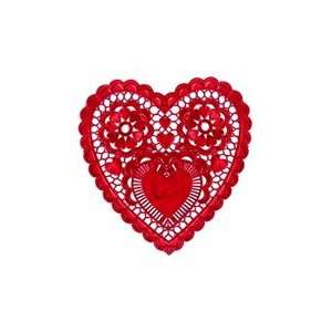  4 Red Foil Heart Doilies ~ 6