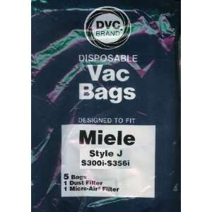  DVC Brand Type J Paper Bag 5 Pack & 2 Filters to fit Miele 