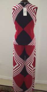 SFARZO TWO PIECE RED & BLACK PANTS SUIT SZ48 OR 14 NWT  