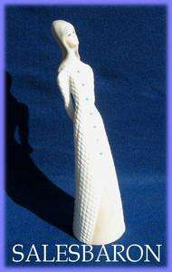 Lladro Type Tengra Tall Lady Figurine White Dress Made in Spain Glossy 