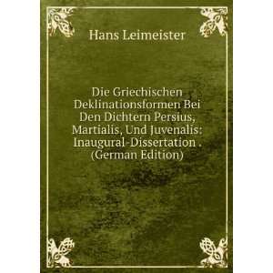    Inaugural Dissertation . (German Edition) Hans Leimeister Books