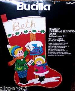Bucillas LETTERS TO SANTA Felt Christmas Stocking Kit Completely 