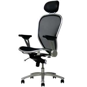   Sleek Mesh Office Chair with Headrest in Silver Frame