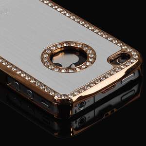 Luxury Hard Case Cover Diamond Crystal For iPhone 4 4G silver with 
