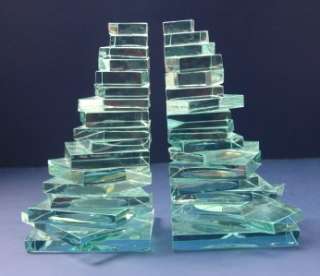 Fabulous Modernist Art Glass Bookends Mid Century ?  