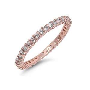  Sterling Silver Rose Gold Stackable Eternity Band Size 6 