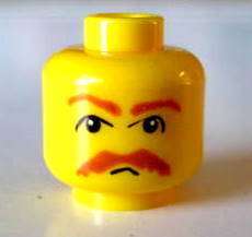 LEGO (1) Yellow Minifig Head w/ Brown Mustache *New*  