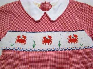 CARRIAGE BOUTIQUES SMOCKED CRAB SHORTALL 12M,18M,24M  