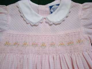 CARRIAGE BOUTIQUES SMOCKED 6M PINK SEERSUCKER DRESS~NWTS  