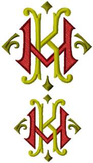 KM   MK #1 Machine Embroidery 2 Letter Monogram 4x4  