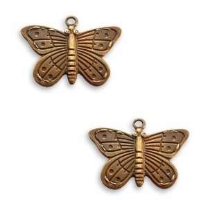  Vintaj Natural Brass Etched Butterfly Charms 20mm (2 