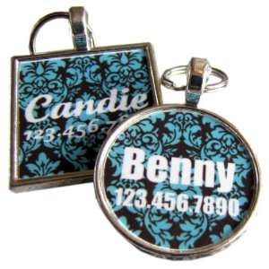  Cool Dog Tags  Blue and Black Damask
