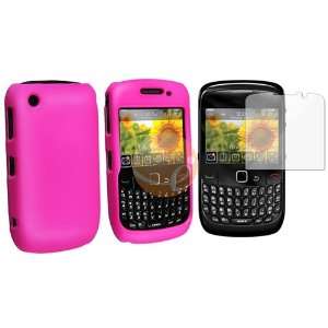 Hot Pink Snap on Rubber Coated Case + Anti Glare Screen Protector for 
