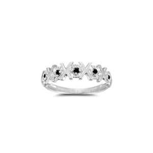  0.30 Cts Black Diamond Bubble Ring in 14K White Gold 7.5 