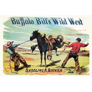  Buffalo Bill Saddling a Bucker by Unknown 18x12