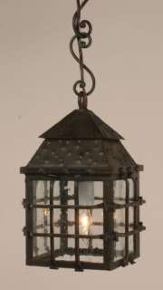 SEVILLE Hanging Lantern Wrought Iron dark Bronze Finish  