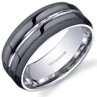  Black Titanium Wedding Band Ring with Grey Titanium Edge 7 
