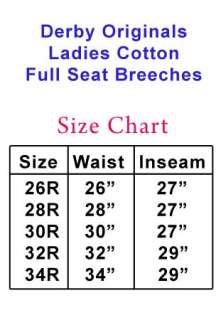 New Derby Ladies Woven Full Seat Breeches 28 to 32 WH  