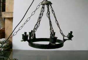 Black Cast Iron 5 Candle Hanging Light Fixture  
