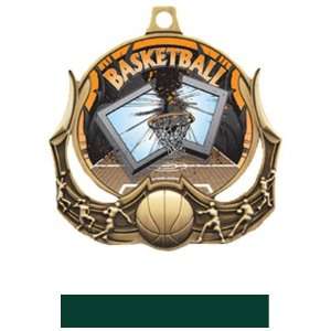  Basketball Ultimate 3 D Medal M 727B GOLD MEDAL/HUNTER RIBBON 2.5