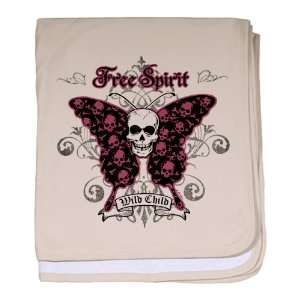  Baby Blanket Petal Pink Butterfly Skull Free Spirit Wild 