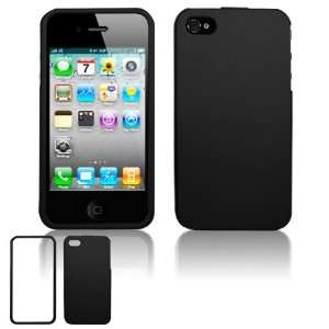 BLACK HARD 2 PC RUBBERIZED CASE COVER + LCD SCREEN PROTECTOR for APPLE 