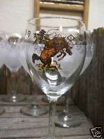 Western Decor Glassware Bronc Rodeo Dishes15 1/2 Wine  