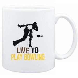    Mug White  LIVE TO play Bowling  Sports