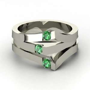  Gem Peak Ring, Round Emerald 14K White Gold Ring Jewelry