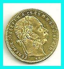 HUNGARY  1884kb   20 FR / 8 FRT  GOLD COIN   .  