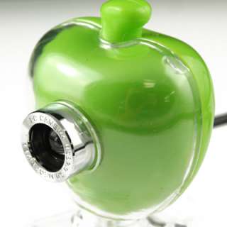   USB 2.0 GREEN Apple Shaped Webcam with clip /bulid in Microphone