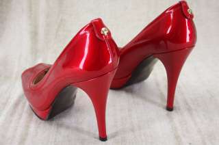 Stuart Weitzman Palace Red Patent Platform Peep Toe Pumps 8.5 Heels 