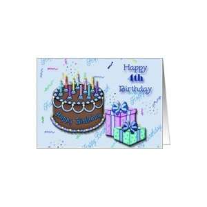  Happy 4th Birthday Blue, Birthday cake, gifts Card Toys & Games