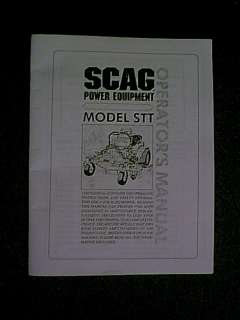SCAG ZERO TURN STT MODELS OWNERS WITH PARTS MANUAL  