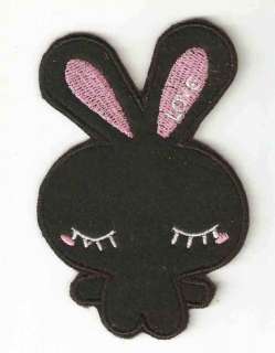 Miffy Black Love Rabbit Bunny Pink Ears Iron On Patch  