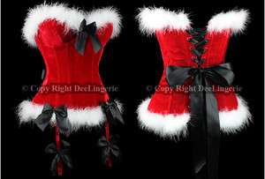 BURLESQUE CHRISTMAS RED BONED CORSET /GARTERS/A G STRING SIZE S,M,L,XL 
